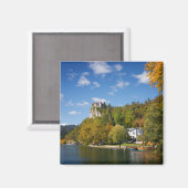 Het meer van Bled met bomen in herfstkleuren in Sl Magneet (Voorkant / Achterkant)