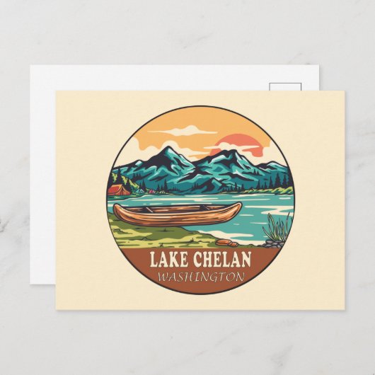 Het meer van Chelan Washington Boating Vist Emblem Briefkaart (Voorkant / Achterkant)