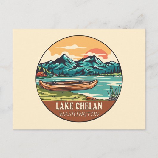 Het meer van Chelan Washington Boating Vist Emblem Briefkaart (Voorkant)