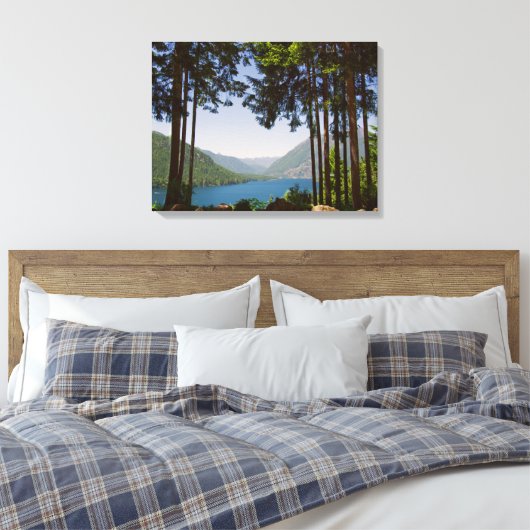 Het meer van Cushman in de zomer Canvas Afdruk (Insitu (Slaapkamer))