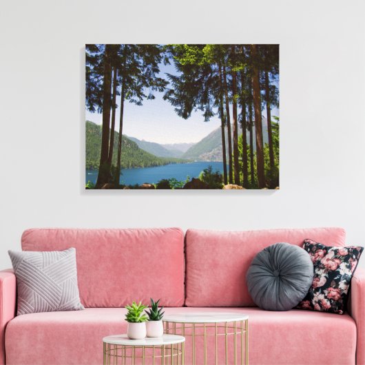 Het meer van Cushman in de zomer Canvas Afdruk (Insitu (Woonkamer))