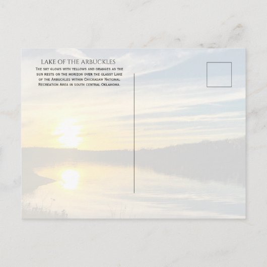 Het meer van de Arbuckles, Chickasaw National Rec  Briefkaart (Achterkant)