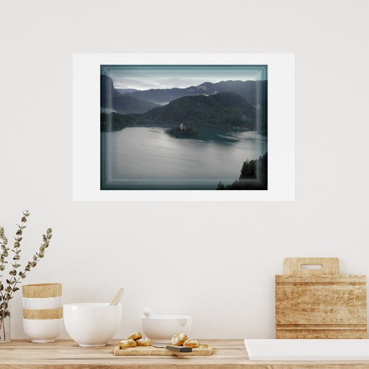 Het meer van de blote, uitzicht van bovenaf met he poster (Keuken)