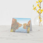 Het meer van de herfst met douanetekst kaart (Gele Bloem)