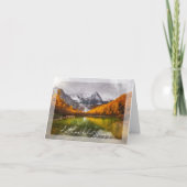 Het meer van de herfst met douanetekst kaart (Voorkant)