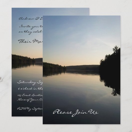 Het meer van de Uitnodigingen van de bruiloft op Z (Voorkant / Achterkant)