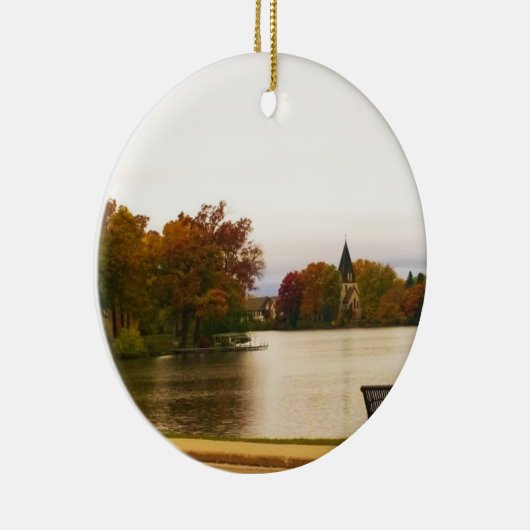 Het meer van Fowler in het najaar, WI Keramisch Ornament (Rechts)