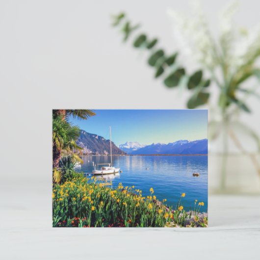 Het meer van Genève in Montreux, Vaud, Zwitserland Briefkaart (Staand voorkant)