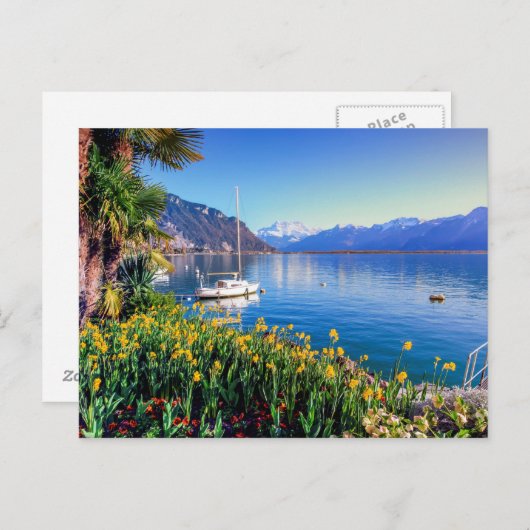 Het meer van Genève in Montreux, Vaud, Zwitserland Briefkaart (Voorkant / Achterkant)