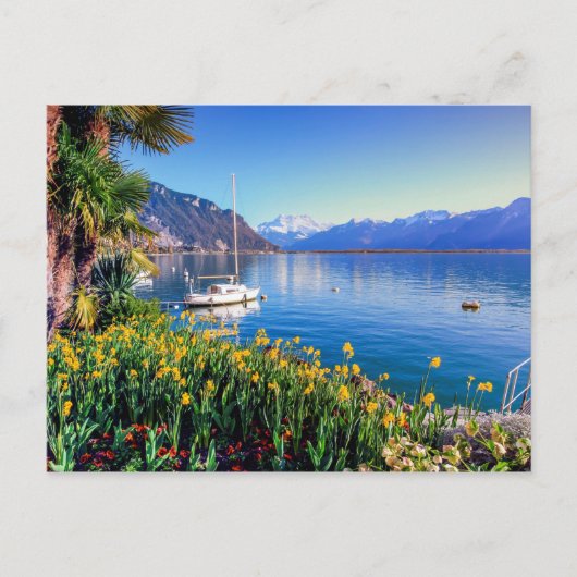 Het meer van Genève in Montreux, Vaud, Zwitserland Briefkaart (Voorkant)