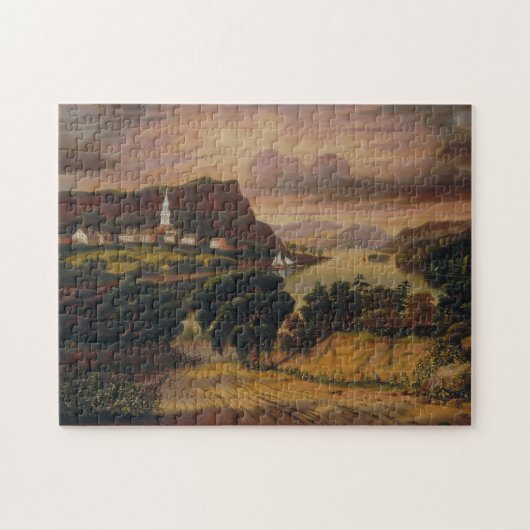 Het meer van George en het dorp Caldwell Legpuzzel (Horizontaal)
