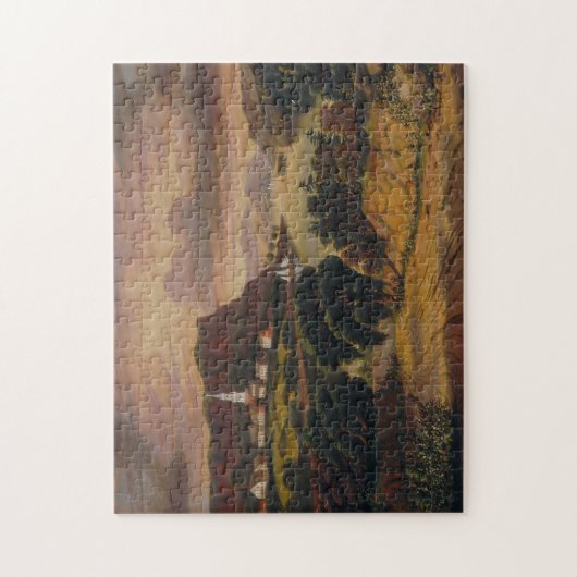 Het meer van George en het dorp Caldwell Legpuzzel (Verticaal)