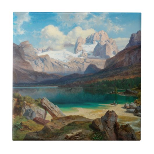 Het meer van Gosau met een Uitzicht van het Dachst Tegeltje (Voorkant)