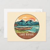 Het meer van Havasu Arizona Boating Vist Emblem Briefkaart (Voorkant / Achterkant)