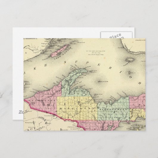 het meer van Superior en het noordelijke deel van  Briefkaart (Voorkant / Achterkant)