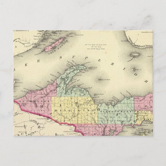 het meer van Superior en het noordelijke deel van Briefkaart (Voorkant)