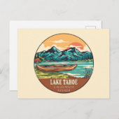 Het meer van Tahoe Boating Vissen Emblem Briefkaart (Voorkant / Achterkant)