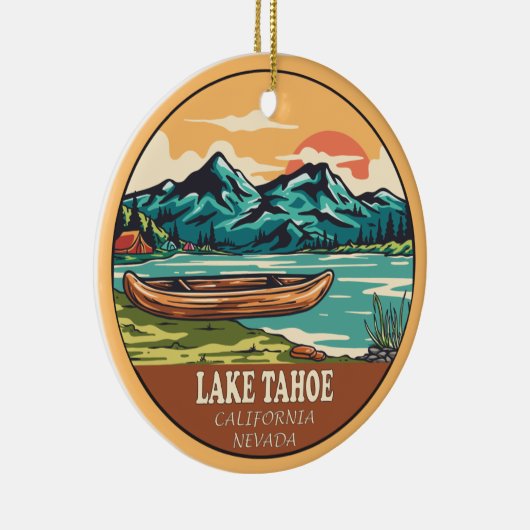 Het meer van Tahoe Boating Vissen Emblem Keramisch Ornament (Rechts)