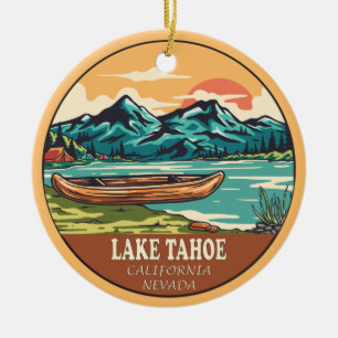 Het meer van Tahoe Boating Vissen Emblem Keramisch Ornament
