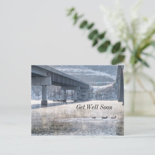 Het meer van Taneycomo Foggy Winter Vist goed snel Briefkaart (Staand voorkant)