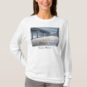 Het meer van Taneycomo Foggy Winter Vist lange hoe T-shirt
