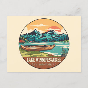 Het Meer van Winnipesaukee Boating Vissen Emblem Briefkaart