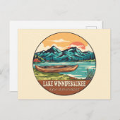 Het Meer van Winnipesaukee Boating Vissen Emblem Briefkaart (Voorkant / Achterkant)