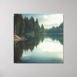 Het meer vredig rustig canvas afdruk