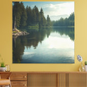 Het meer vredig rustig canvas afdruk (Insitu (Woonkamer))