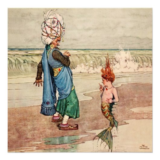 “Het Meermin-Kind” door W Heath Robinson Foto Afdruk (Voorkant)