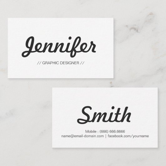 Het meest beknopte en eenvoudige - minimalistisch visitekaartje (Voorkant / Achterkant)