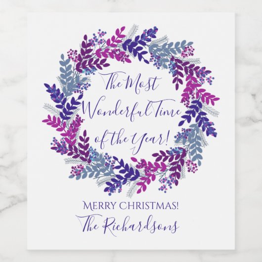 Het meest fantastische jaar Paarse kerstmis Wijn Etiket (Enkel label)