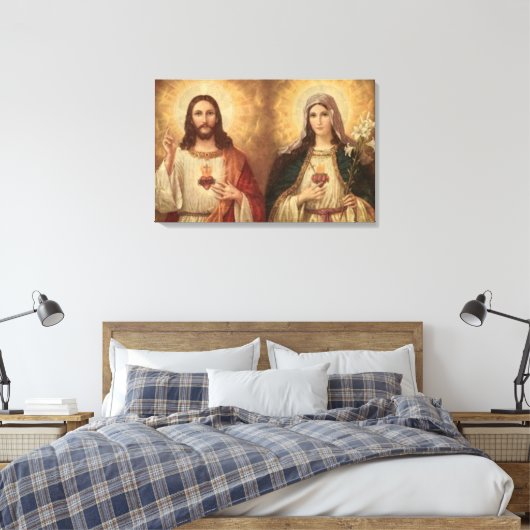 Het meest heilige hart van heilige Jezus en heilig Canvas Afdruk (Insitu (Slaapkamer))