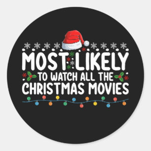 Het meest waarschijnlijk om alle kerstfilms te bek ronde sticker