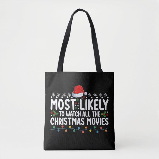 Het meest waarschijnlijk om alle kerstfilms te bek tote bag (Voorkant)