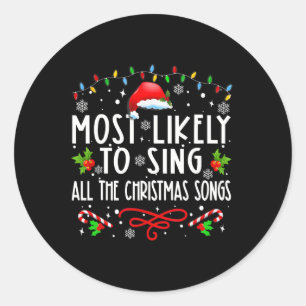 Het meest waarschijnlijk om alle kerstliedjes te z ronde sticker