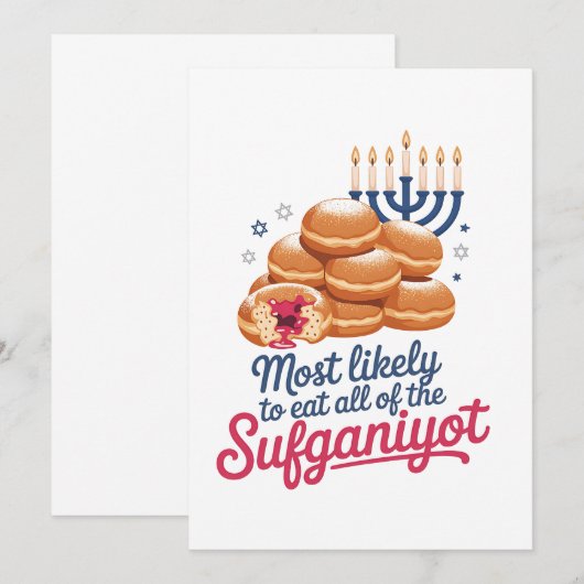 Het meest waarschijnlijk om alle Sufganiyot Hanukk Kaart (Voorkant / Achterkant)