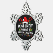 Het meest waarschijnlijk om een puinhoop te maken tin sneeuwvlok ornament (Rechts)