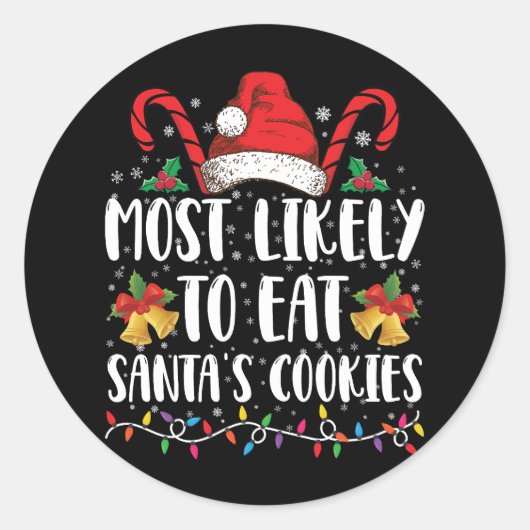 Het meest waarschijnlijke eten om kerstmis van de ronde sticker (Voorkant)