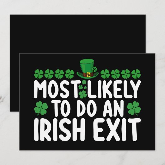 Het meest waarschijnlijke is dat een Iers vertrek  Kaart (Voorkant / Achterkant)