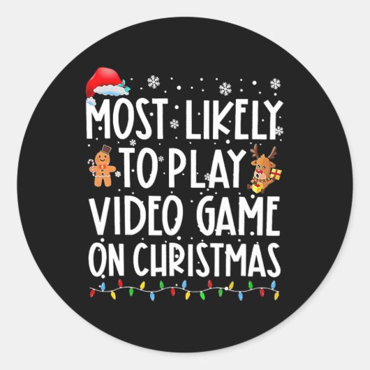 Het meest waarschijnlijke om videogames op Kerstmi Ronde Sticker (Voorkant)
