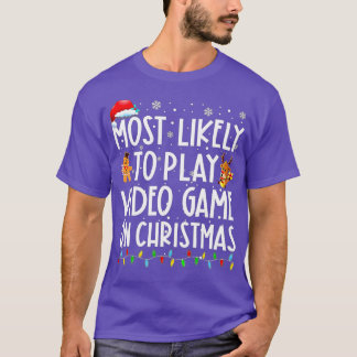 Het meest waarschijnlijke om videospel op kerstker t-shirt