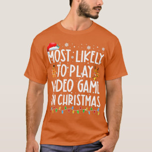 Het meest waarschijnlijke om videospel op kerstker t-shirt