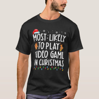Het meest waarschijnlijke om videospel op kerstker t-shirt