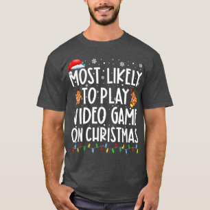 Het meest waarschijnlijke om videospel op kerstker t-shirt
