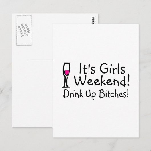 Het Meisenweekend Drink wijn op Briefkaart (Voorkant / Achterkant)