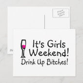 Het Meisenweekend Drink wijn op Briefkaart (Voorkant / Achterkant)