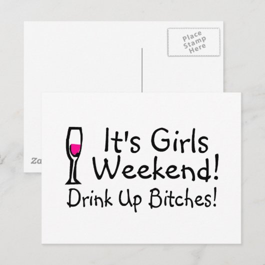 Het Meisenweekend Drink wijn op Briefkaart (Voorkant / Achterkant)