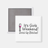 Het Meisenweekend Drink wijn op Magneet (Voorkant / Achterkant)
