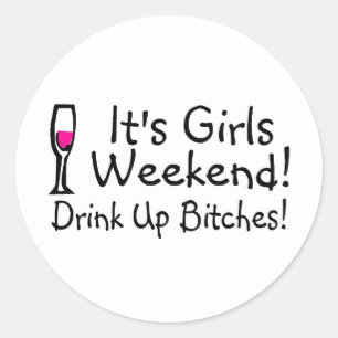 Het Meisenweekend Drink wijn op Ronde Sticker